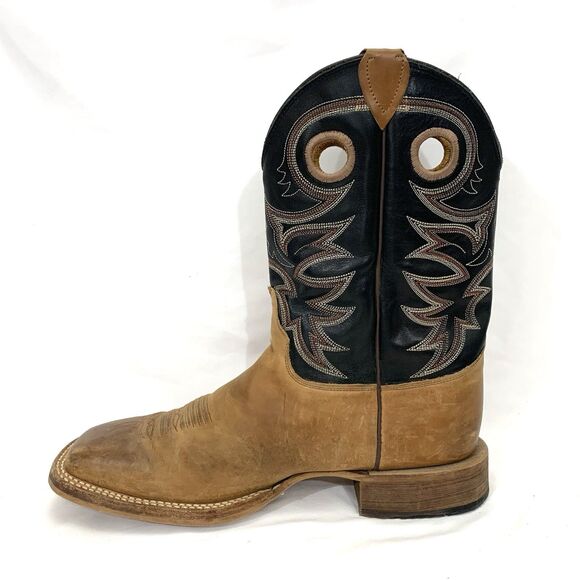 JUSTIN Embroidered Leather Boots Square Toe Mens Copper Brown BR740 Size 11 B main image 6